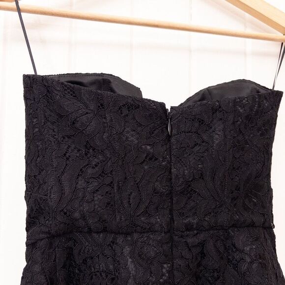 Brognano Strapless Black Lace Mini Dress Double Bow Party Dress Size 2 - Picture 7 of 9